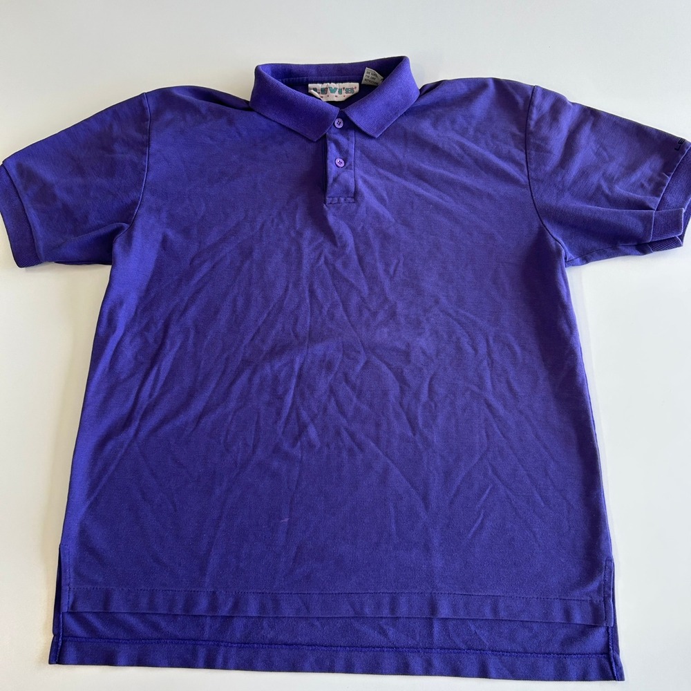 Vintage Levis Shirt Mens Large Purple Pique Polo Short Sleeve Embroidered Logo